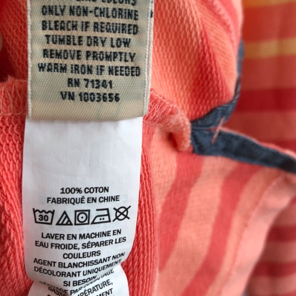 L.L. Bean Women's Soft Cotton Rugby Henley Peach White Petite Small L/S - Picture 5 of 6